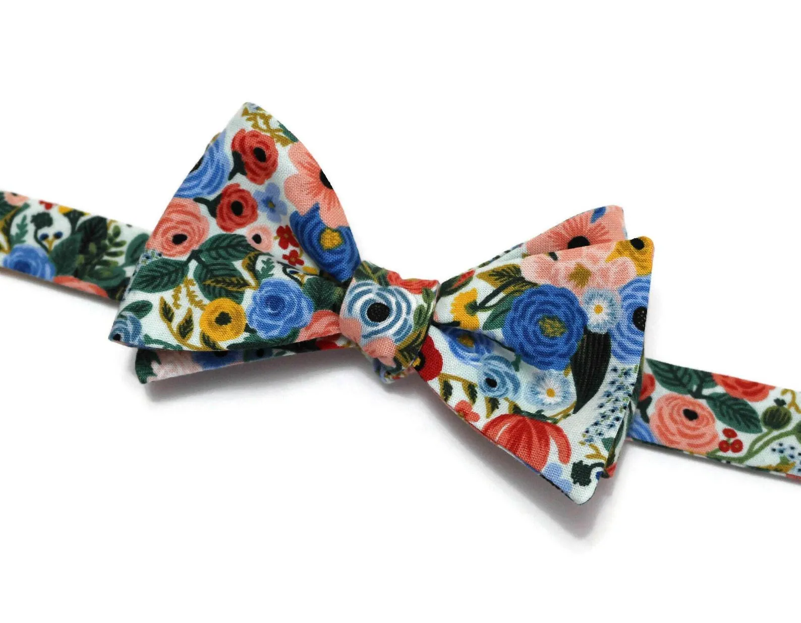 Mint Blue Garden Party Petite Floral Bow Tie