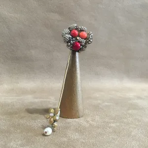 Miriam Haskell vintage pearl coral lapel pin