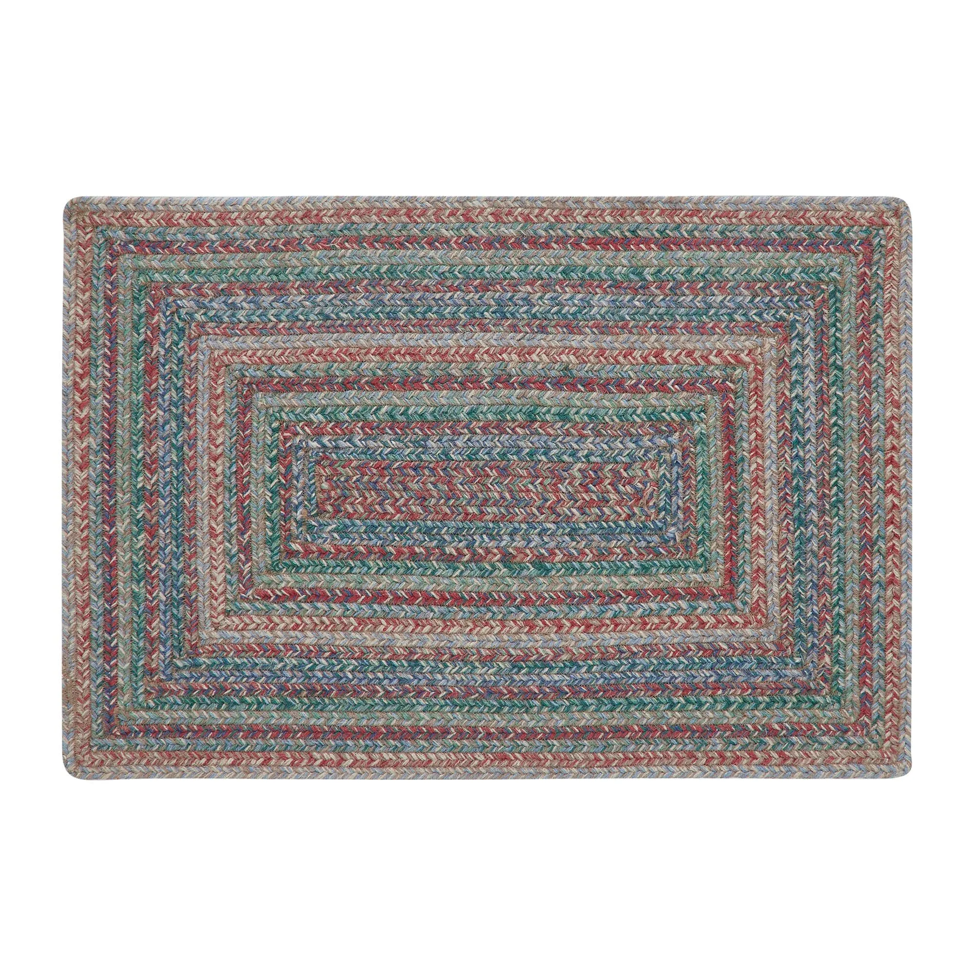 Multi Rectangle Braided Rug 20x30" - with Pad