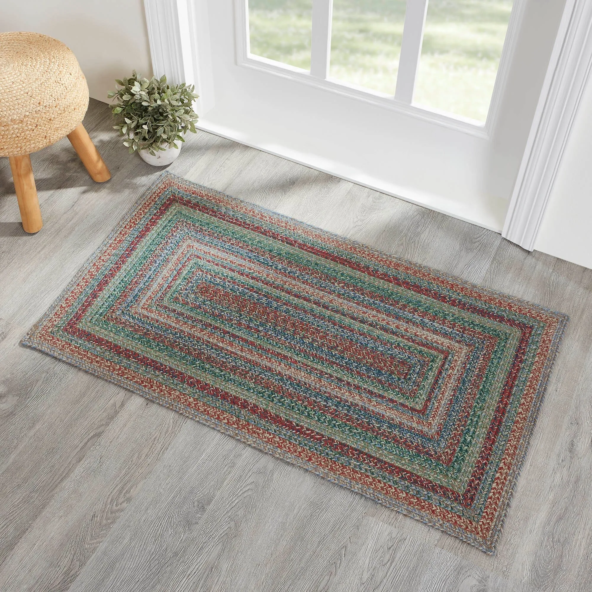 Multi Rectangle Braided Rug 27x48" - with Pad