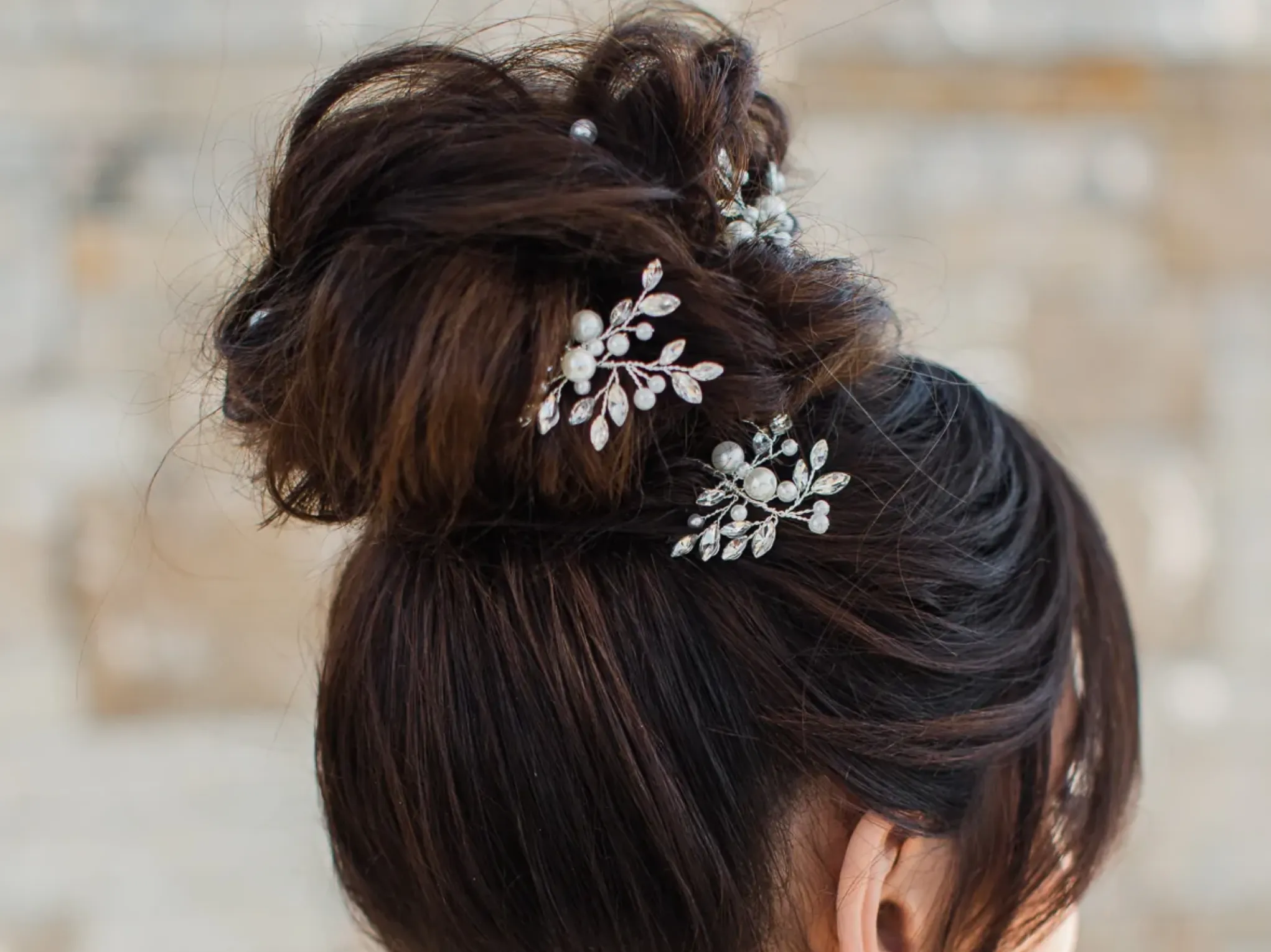 Navette Crystal & Pearl Bridal Hair Pin Trio