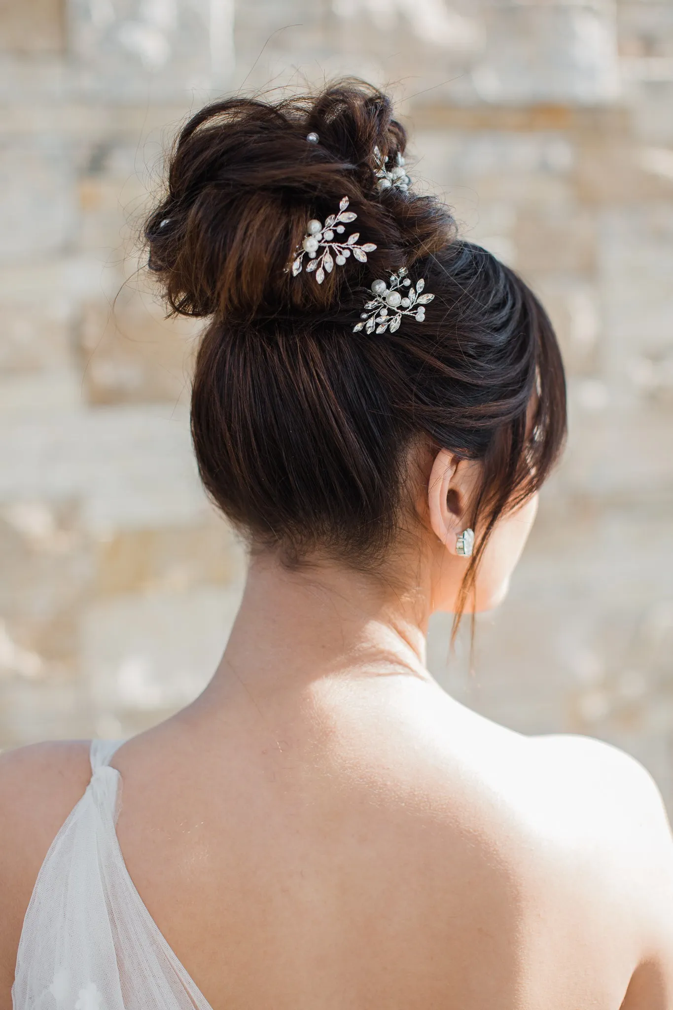 Navette Crystal & Pearl Bridal Hair Pin Trio