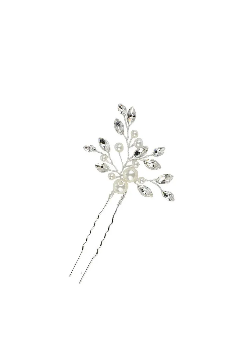 Navette Crystal & Pearl Bridal Hair Pin Trio