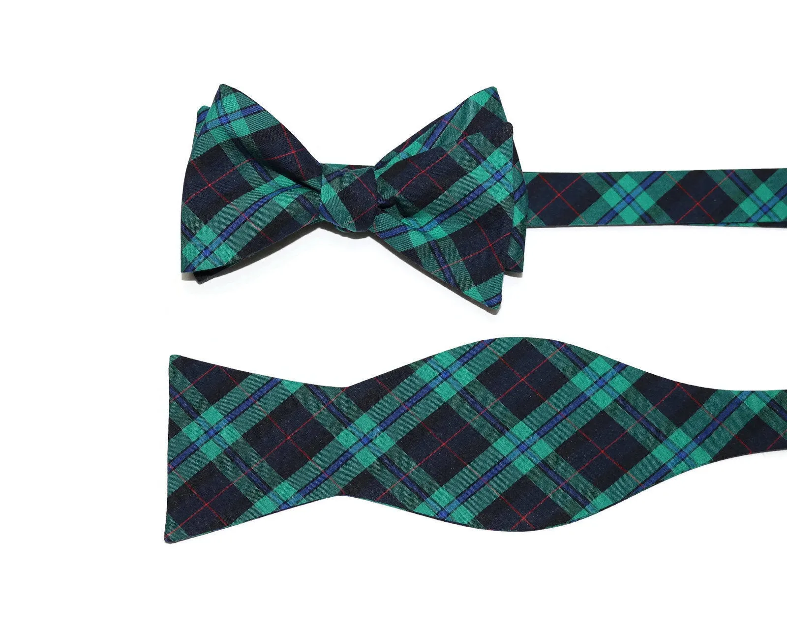 Navy, Green & Red Tartan Plaid Cummerbund & Bow Tie