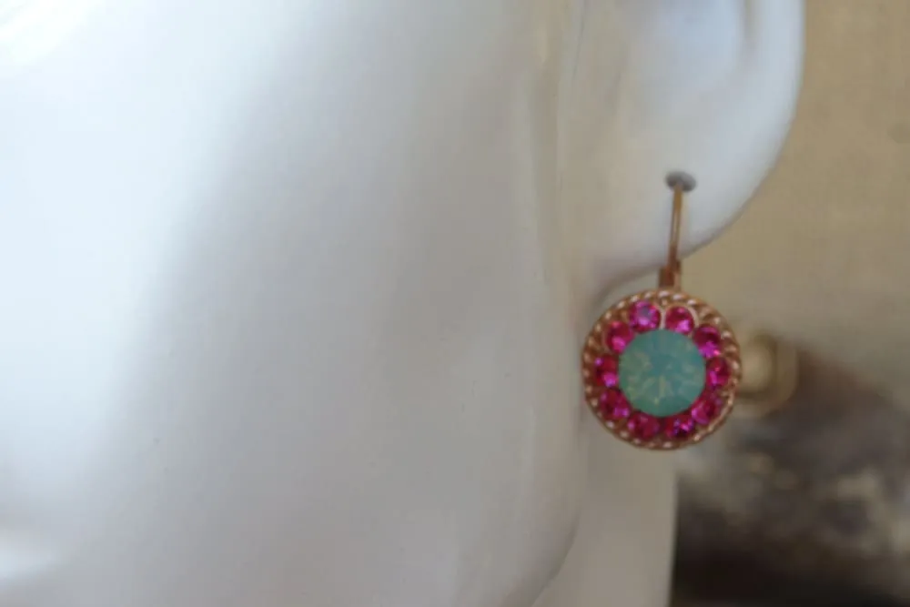 Opal fuchsia drop earrings