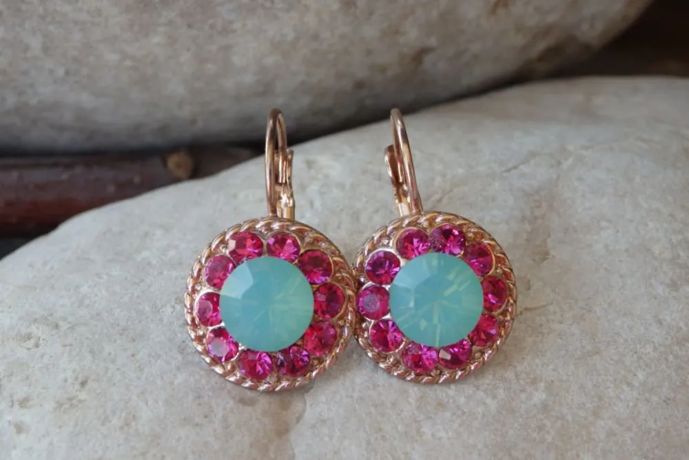 Opal fuchsia drop earrings