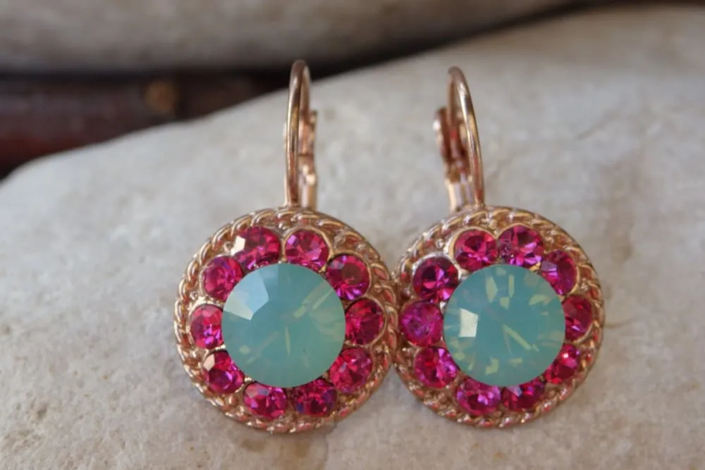 Opal fuchsia drop earrings