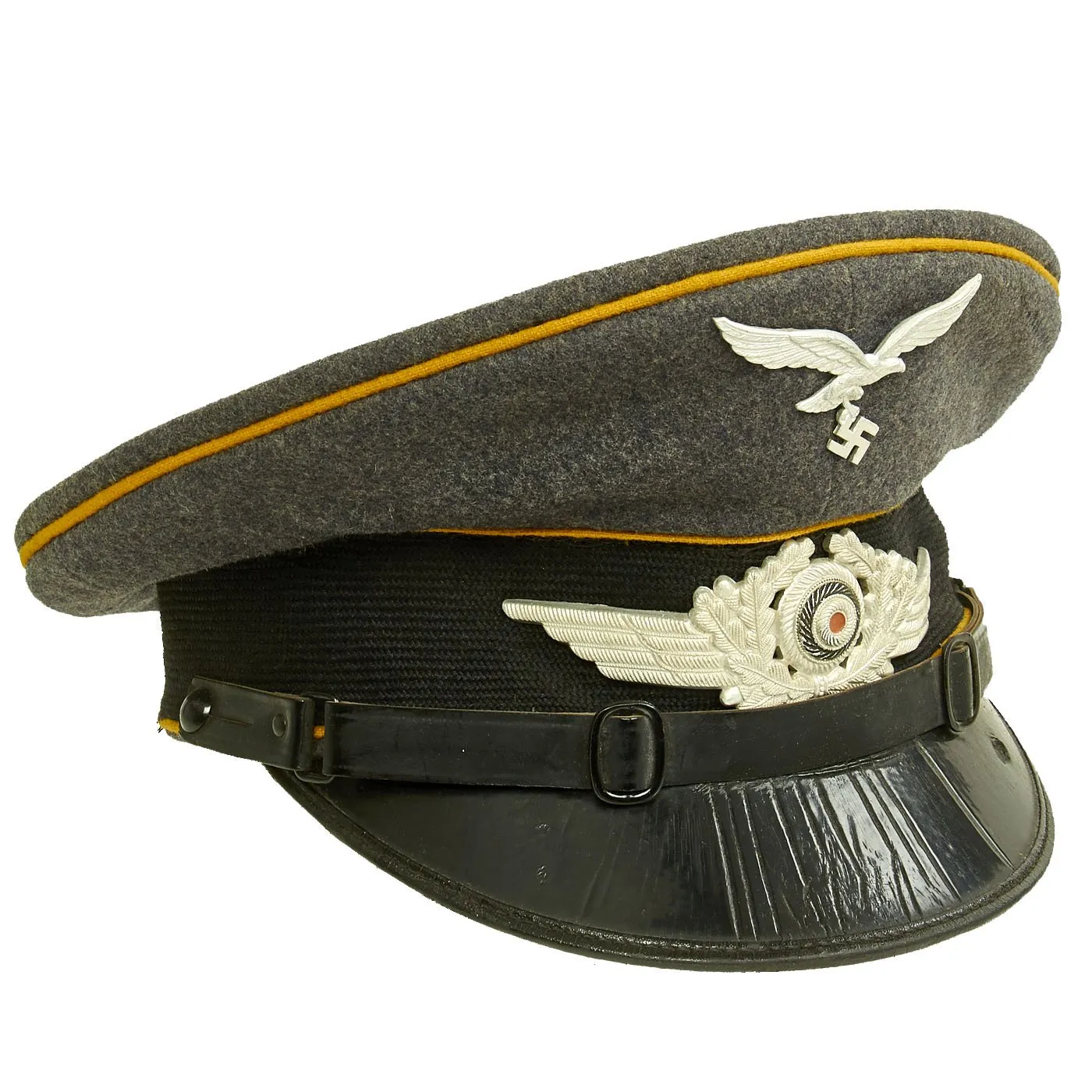 Original German WWII 1936 dated Luftwaffe Flight Branch EM-NCO Visor Cap by Gebrüder Alm - Size 55 1/2