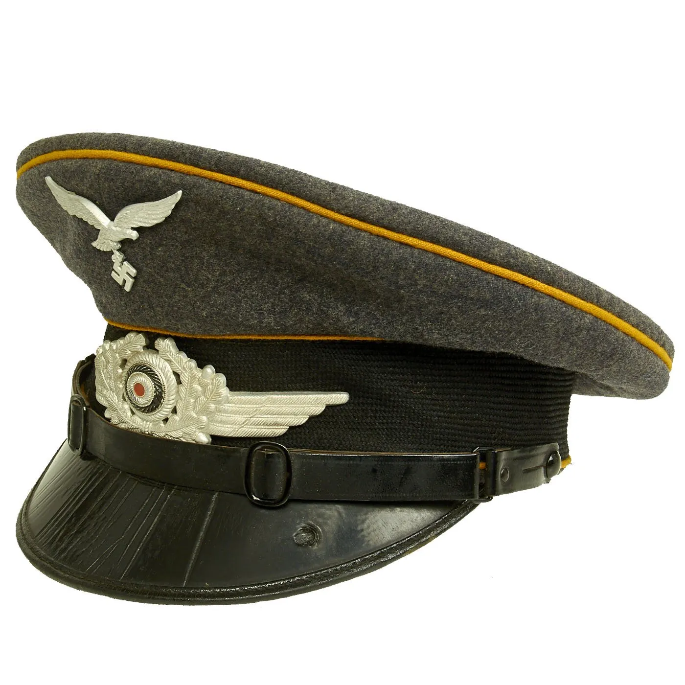 Original German WWII 1936 dated Luftwaffe Flight Branch EM-NCO Visor Cap by Gebrüder Alm - Size 55 1/2