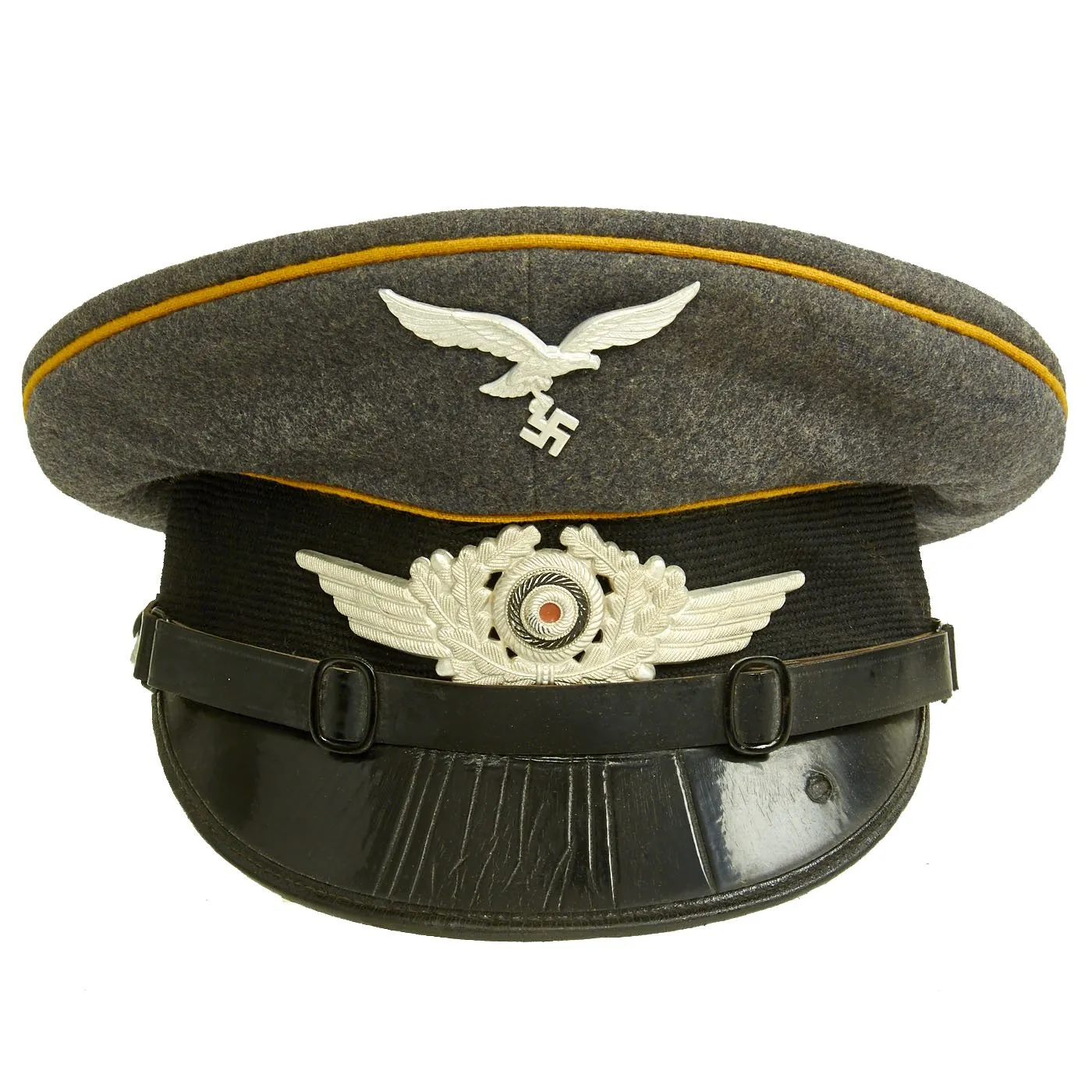 Original German WWII 1936 dated Luftwaffe Flight Branch EM-NCO Visor Cap by Gebrüder Alm - Size 55 1/2