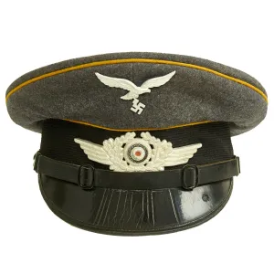 Original German WWII 1936 dated Luftwaffe Flight Branch EM-NCO Visor Cap by Gebrüder Alm - Size 55 1/2