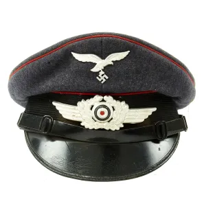 Original German WWII 1938 dated Luftwaffe Flak Artillery EM/NCO Visor Crush Cap by Gustav Binner - Size 55 1/2