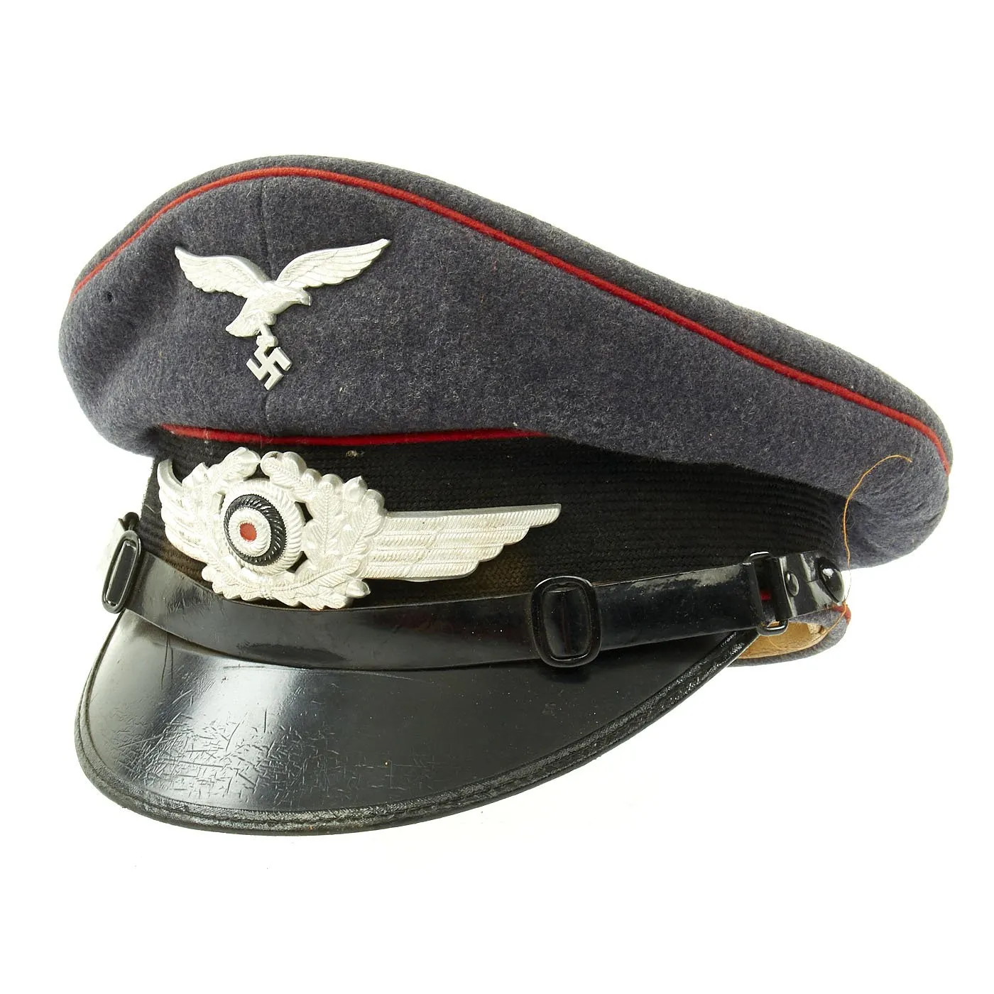 Original German WWII 1938 dated Luftwaffe Flak Artillery EM/NCO Visor Crush Cap by Gustav Binner - Size 55 1/2