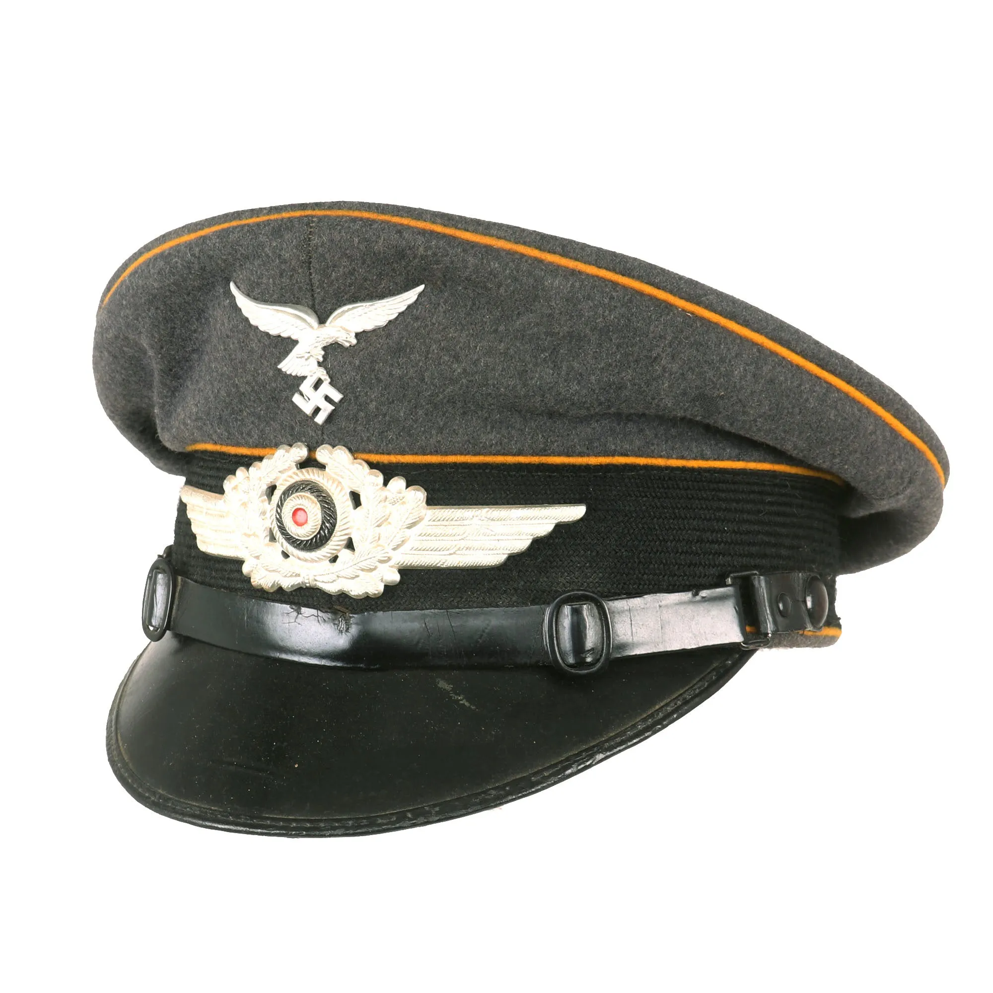 Original German WWII Luftwaffe Flight Branch 1937 Dated EM/NCO Schirmmütze Visor Crush Cap by Emil Schebeler - Size 56cm