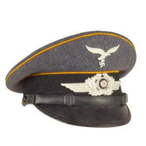 Original German WWII Luftwaffe Flight Branch 56cm EM/NCO Schirmmütze Visor Cap by EREL with Flight Group Marking - dated 1938