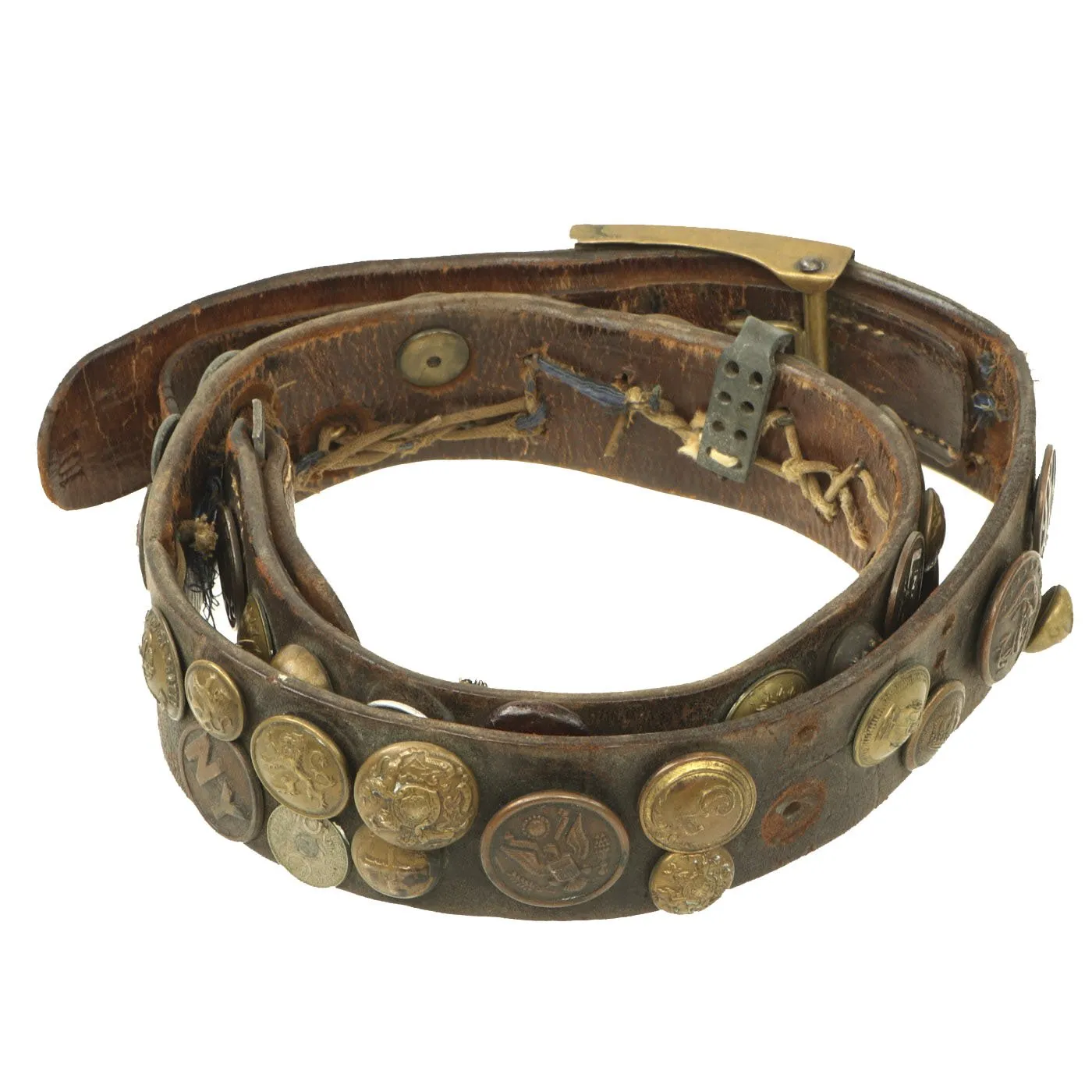 Original Imperial German WWI Hate Belt with Gott Mit Uns Prussian Buckle & 46 Attached Items