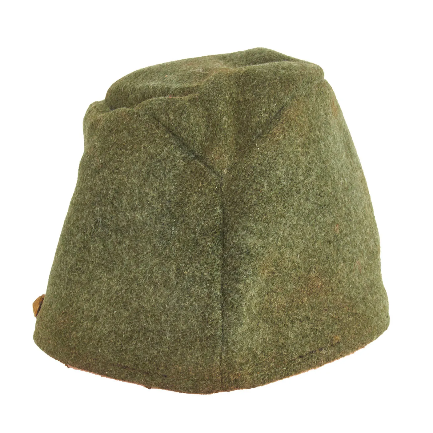 Original Japanese WWII Imperial Japanese Army Officer Green Wool Forage Cap with Kanji Ink Stamps