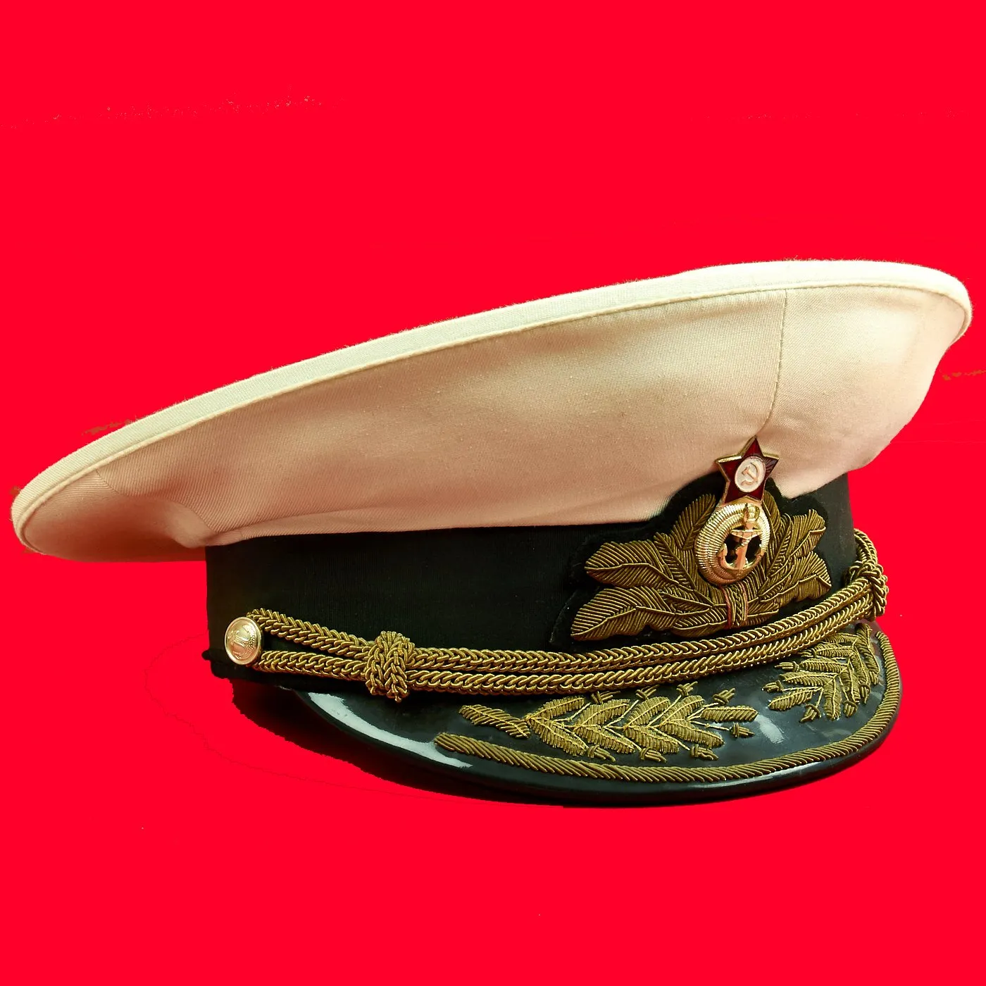 Original Soviet Russian Cold War Navy Admiral's Visor Hat - Size 60