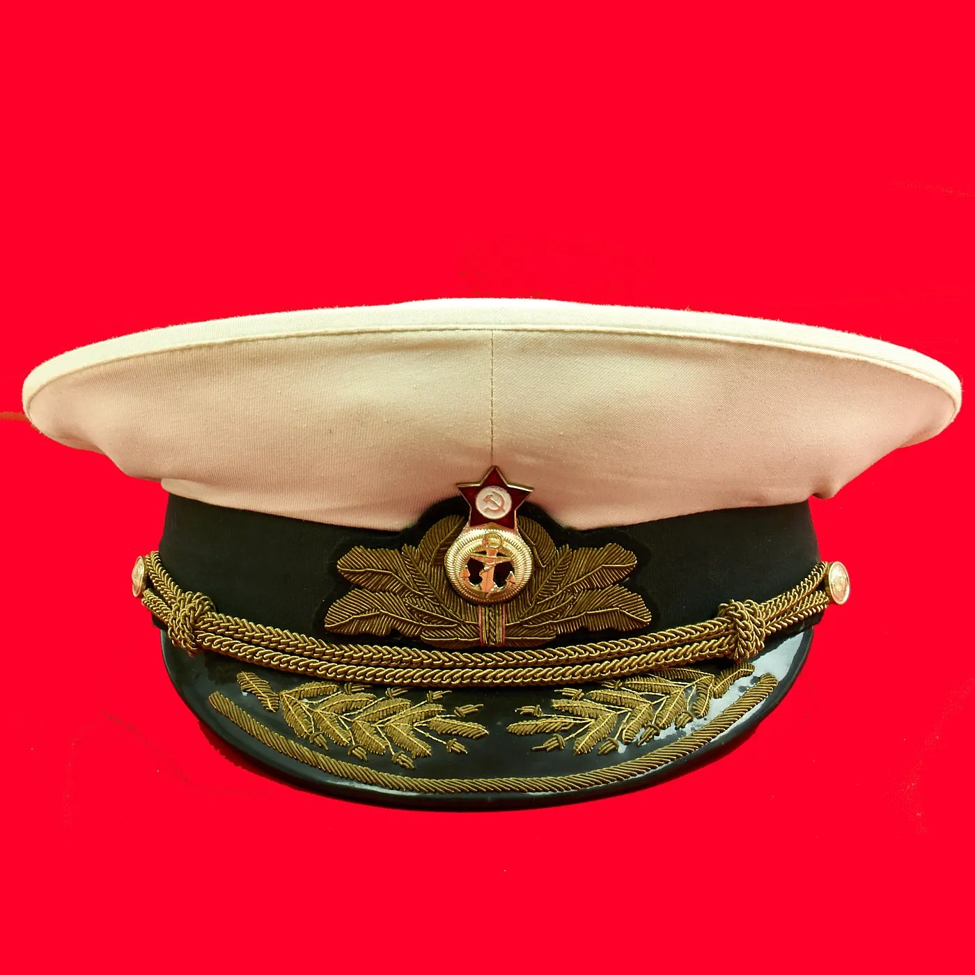 Original Soviet Russian Cold War Navy Admiral's Visor Hat - Size 60