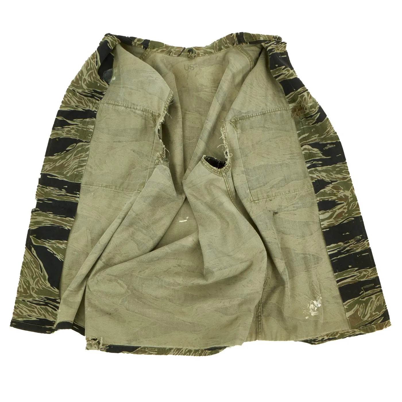 Original U.S. Vietnam War MACV-SOG Special Forces Tiger Stripe Camouflage Fatigue Vest with Trousers