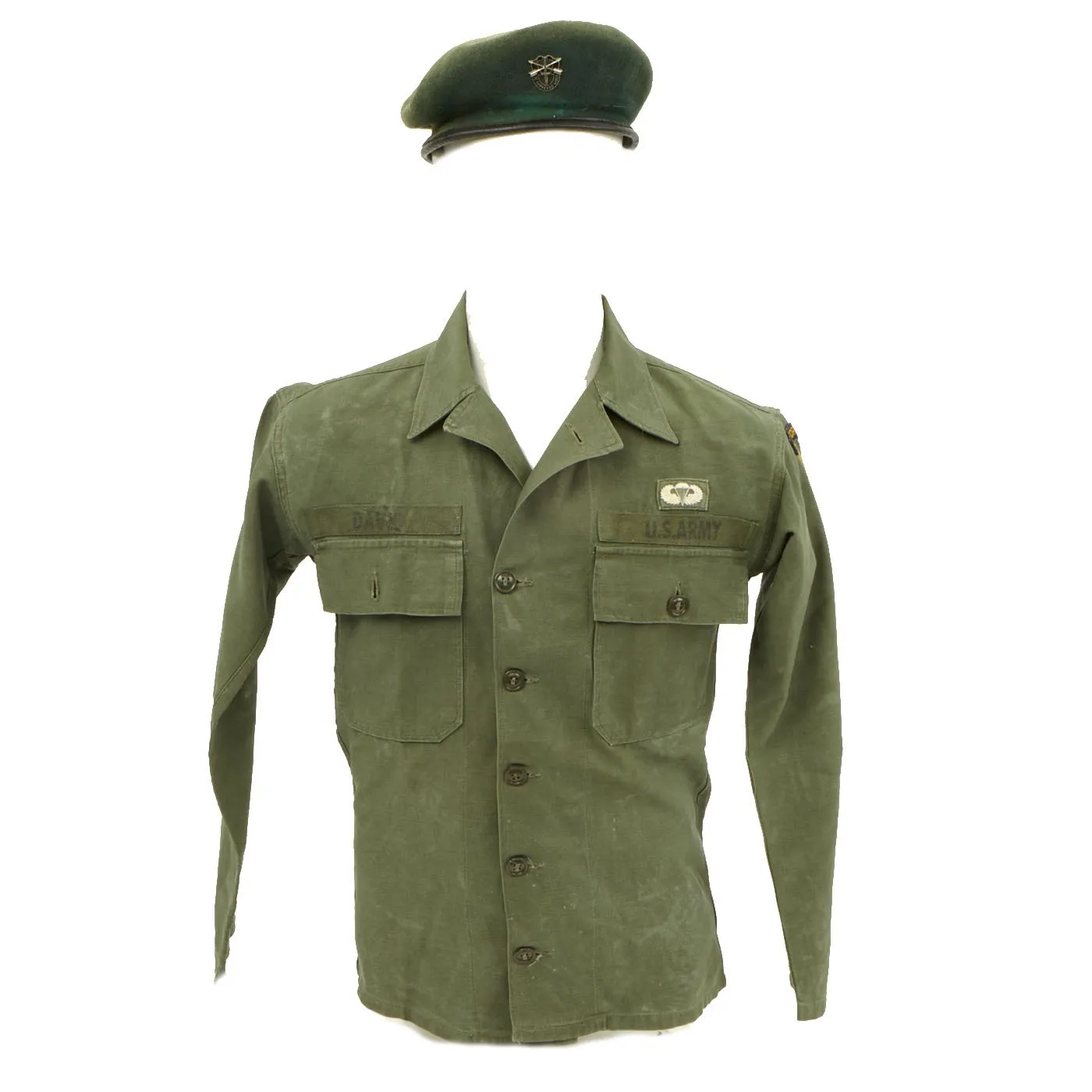 Original U.S. Vietnam War Named Green Beret Special Forces Airborne Ranger Uniform - Davis