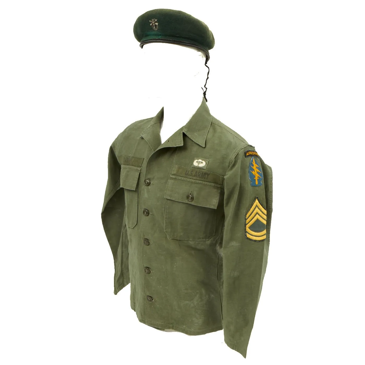 Original U.S. Vietnam War Named Green Beret Special Forces Airborne Ranger Uniform - Davis