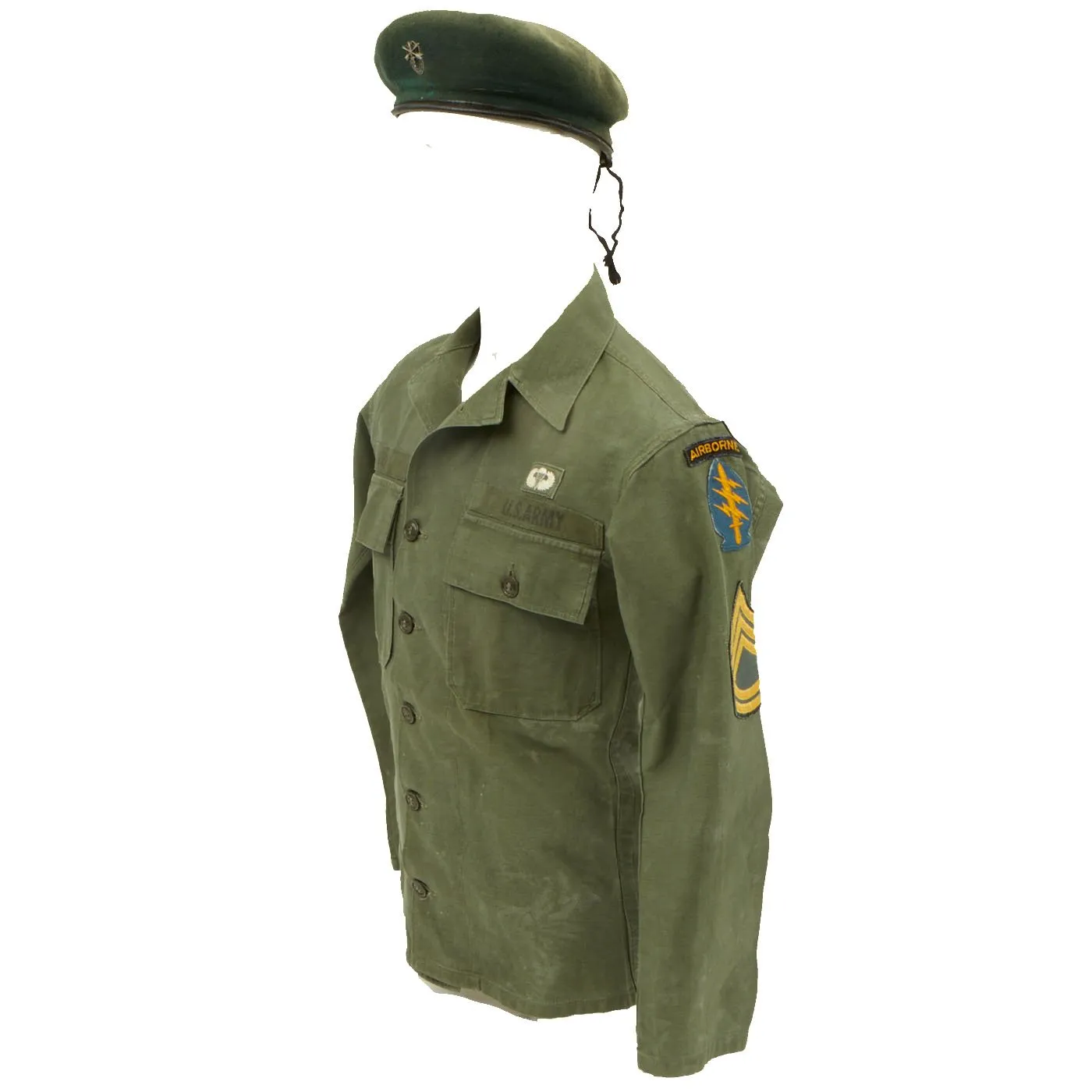 Original U.S. Vietnam War Named Green Beret Special Forces Airborne Ranger Uniform - Davis