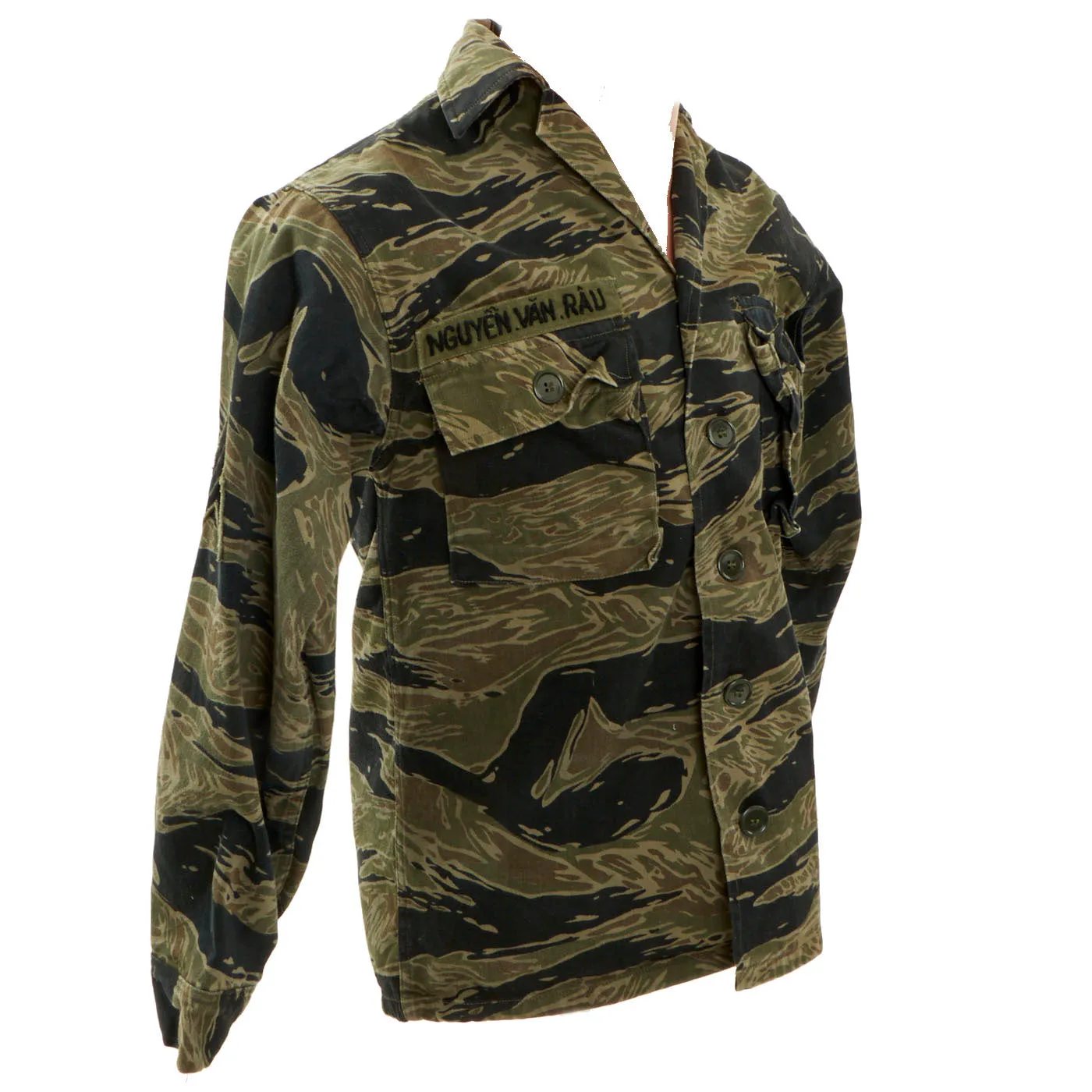 Original U.S. Vietnam War Special Forces Tiger Stripe "Tadpole" Camouflage Fatigue Uniform Shirt- ARVN Advisor