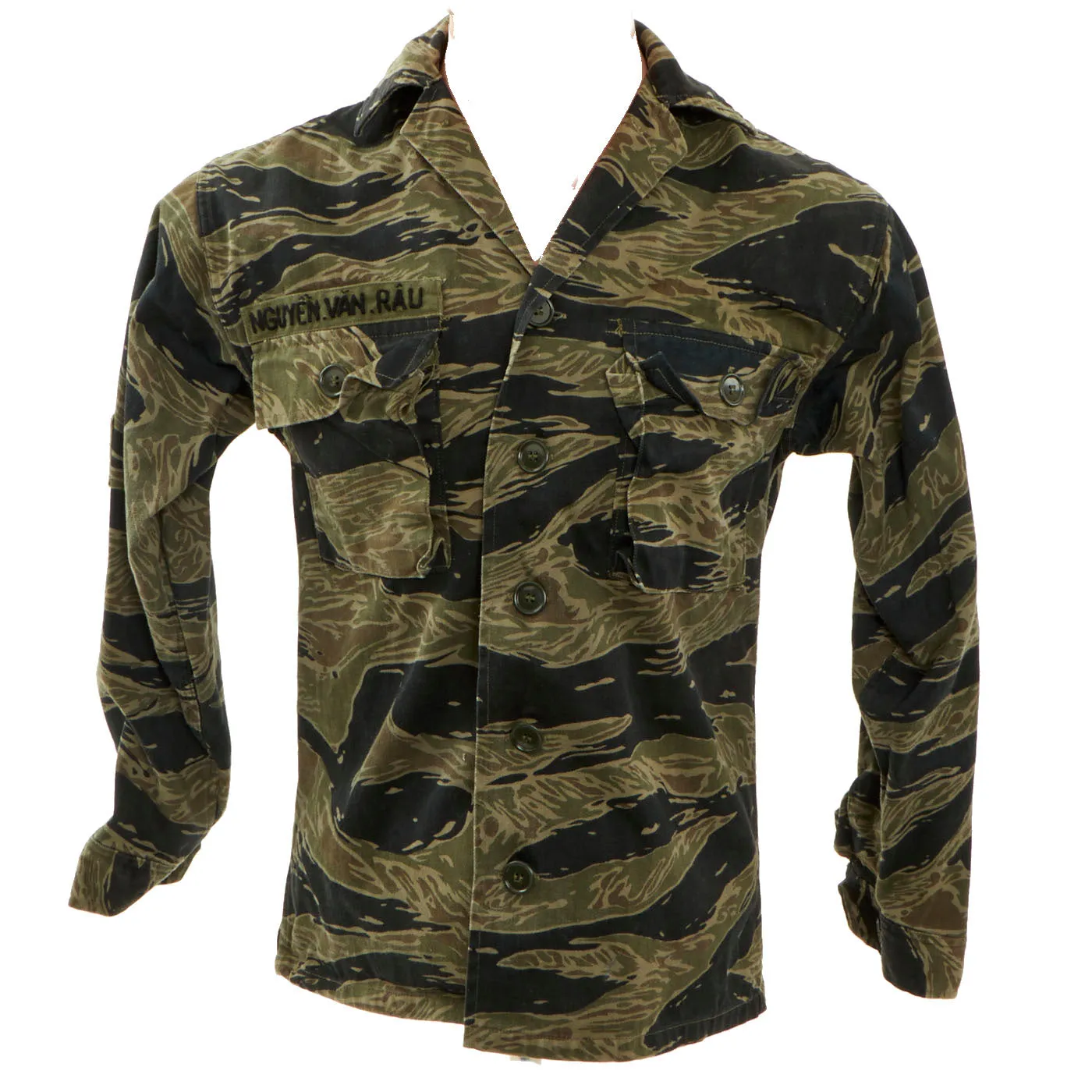 Original U.S. Vietnam War Special Forces Tiger Stripe "Tadpole" Camouflage Fatigue Uniform Shirt- ARVN Advisor