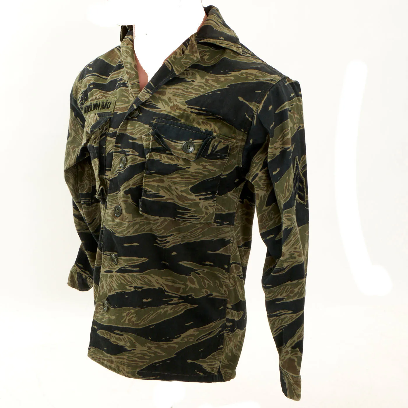 Original U.S. Vietnam War Special Forces Tiger Stripe "Tadpole" Camouflage Fatigue Uniform Shirt- ARVN Advisor