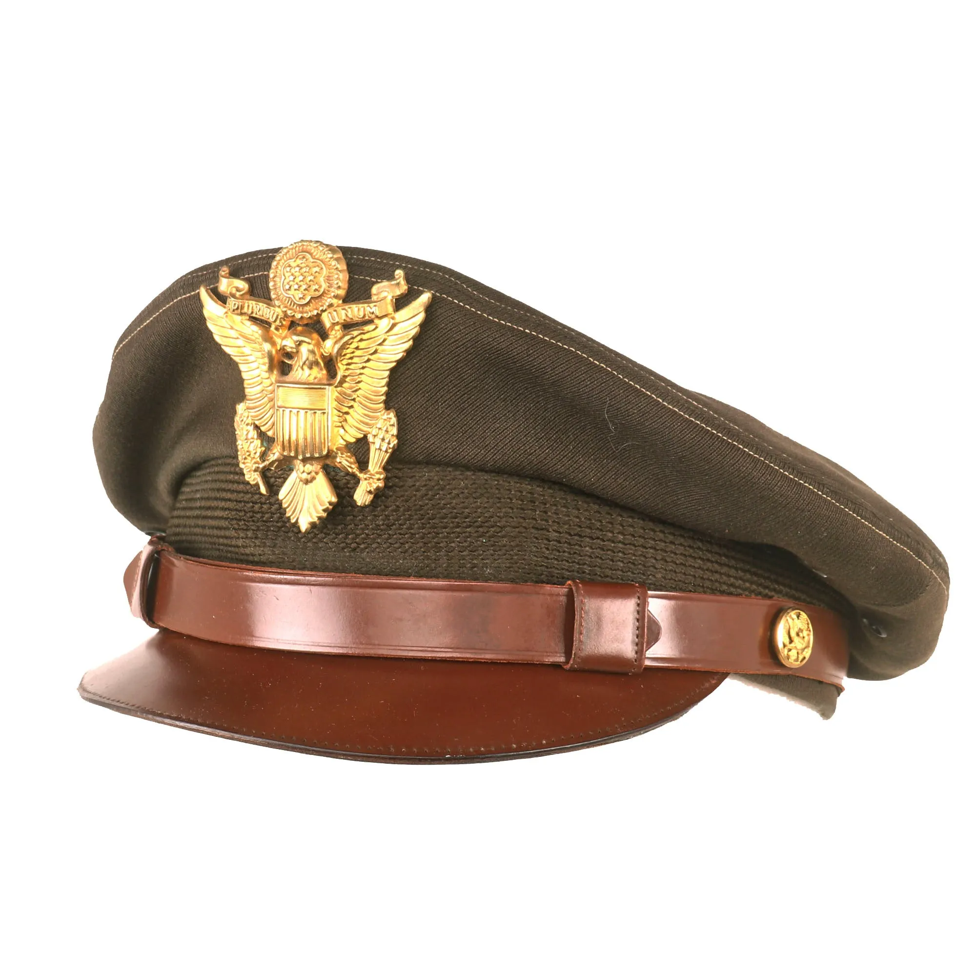 Original U.S. WWII Army Air Force Officer Crusher Cap With Rear Chin Strap by Flight Ace