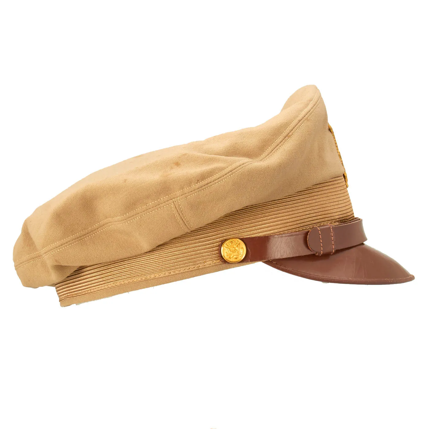 Original U.S. WWII Army Air Force Officer Tan Crusher Cap by Surefit, NYC -Named to Lt. H. London