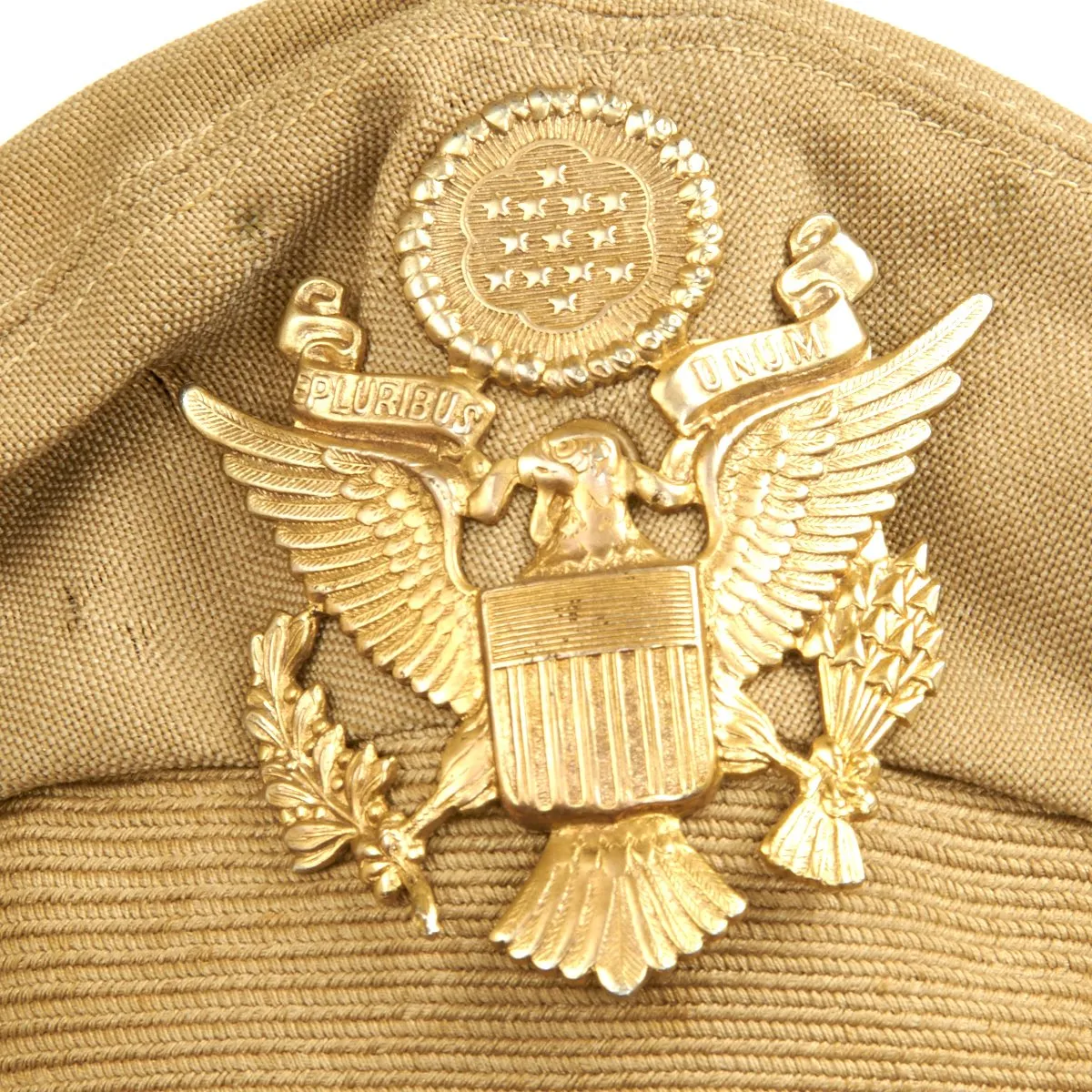 Original U.S. WWII USAAF Officer Khaki AIRFLOW Crush Cap With Rear Chin Strap - Size 6 7/8