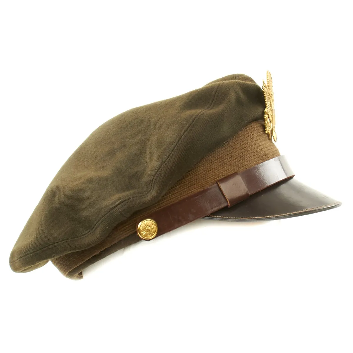 Original U.S. WWII USAAF Officer OD Green Crush Cap by Simpsons of Piccadilly, London - size 7 1/8