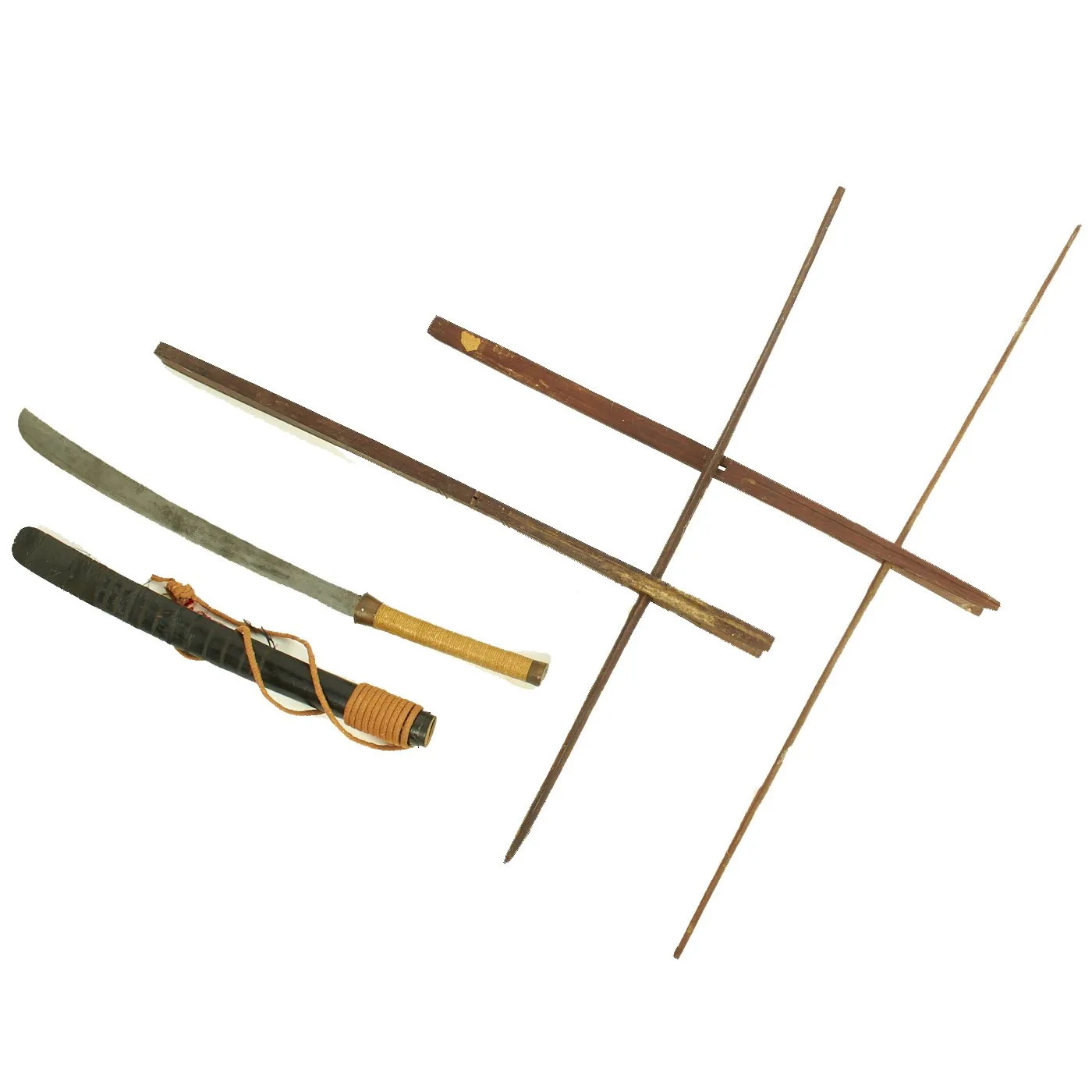 Original Vietnam War "Montagnard" Degar People USGI Bring Back Set - 2 Partial Crossbows and Sword