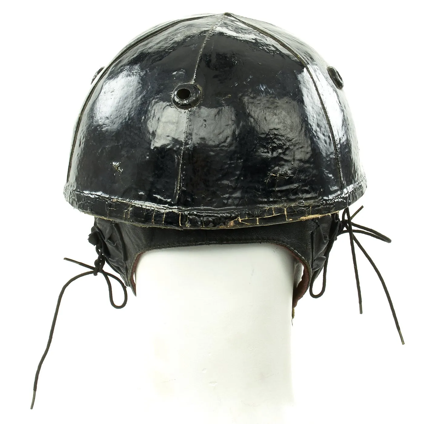 Original WWII Canadian Tanker Crash Helmet with Earphone "Scrum" - Size 7 1/4