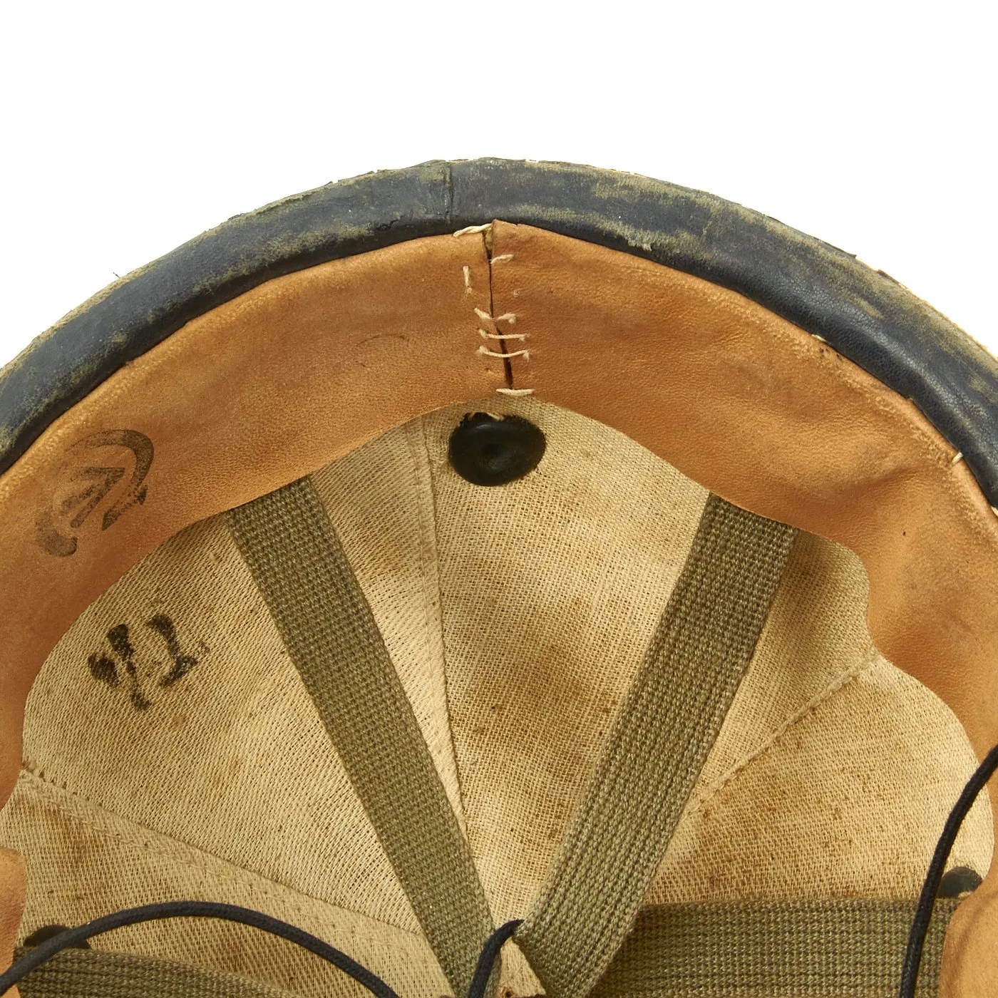 Original WWII Canadian Tanker Crash Helmet with Earphone "Scrum" - Size 7 1/4