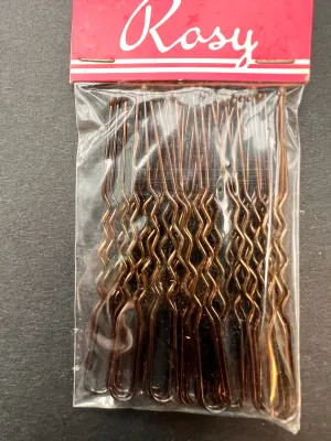 Packet of Crimped Brown 6cm Hair Pins