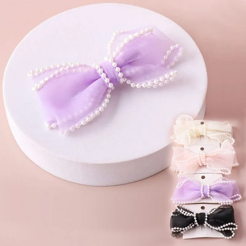 Pearl Edge Sheer Bow Clip 12497 ( 12 units)