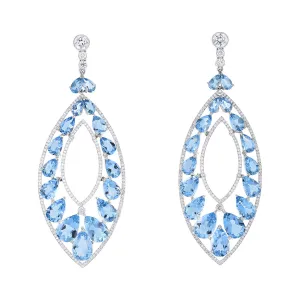 Platinum Aquamarine and Diamond Dangle Earrings