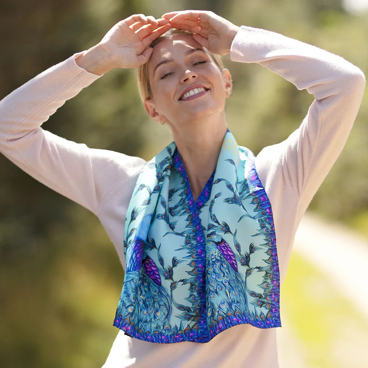 Pluming Marvellous Topaz Narrow Silk Scarf