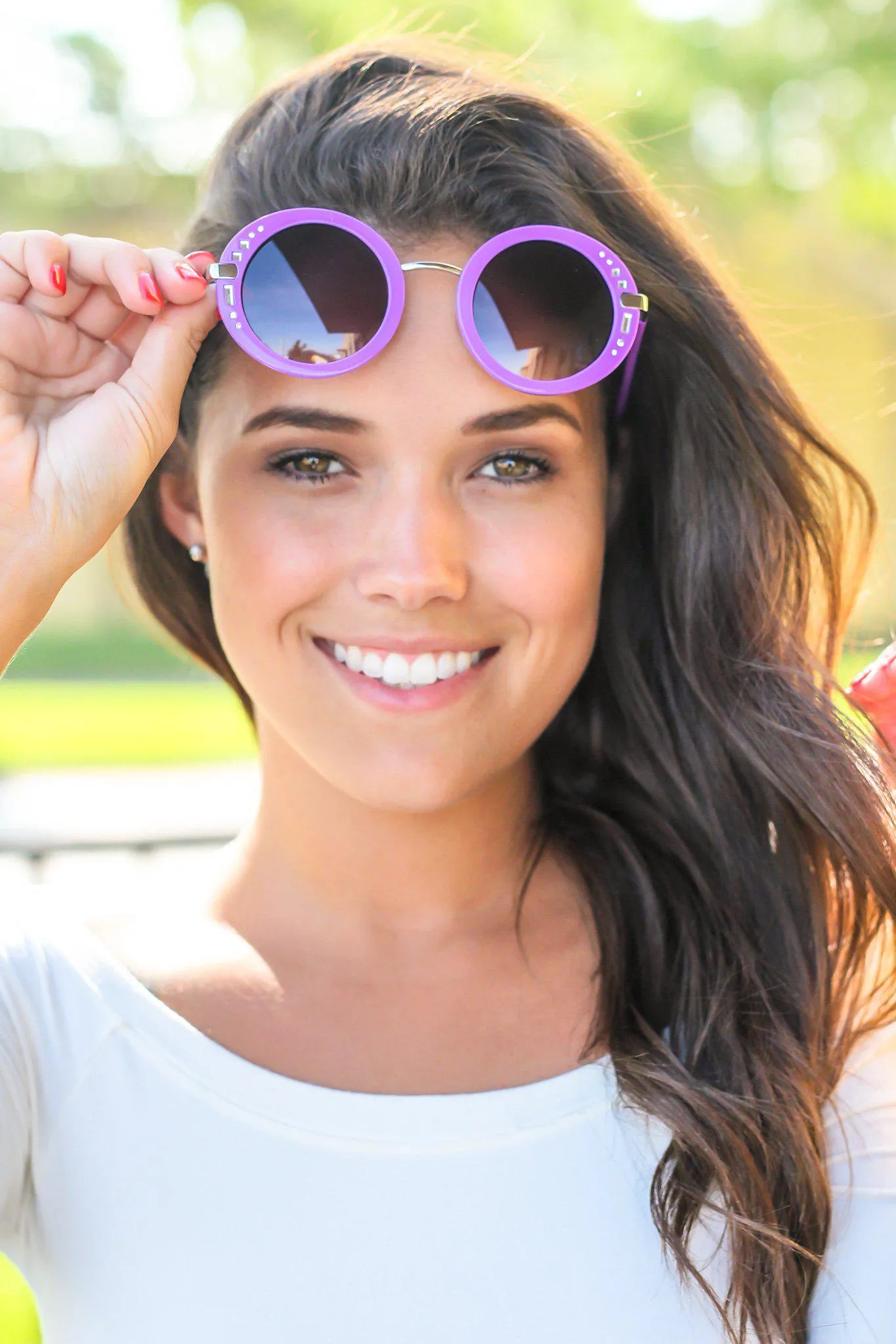 Purple Round Sunglasses with Silver Detail