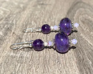 Purple Violet Lampwork Bead Earrings