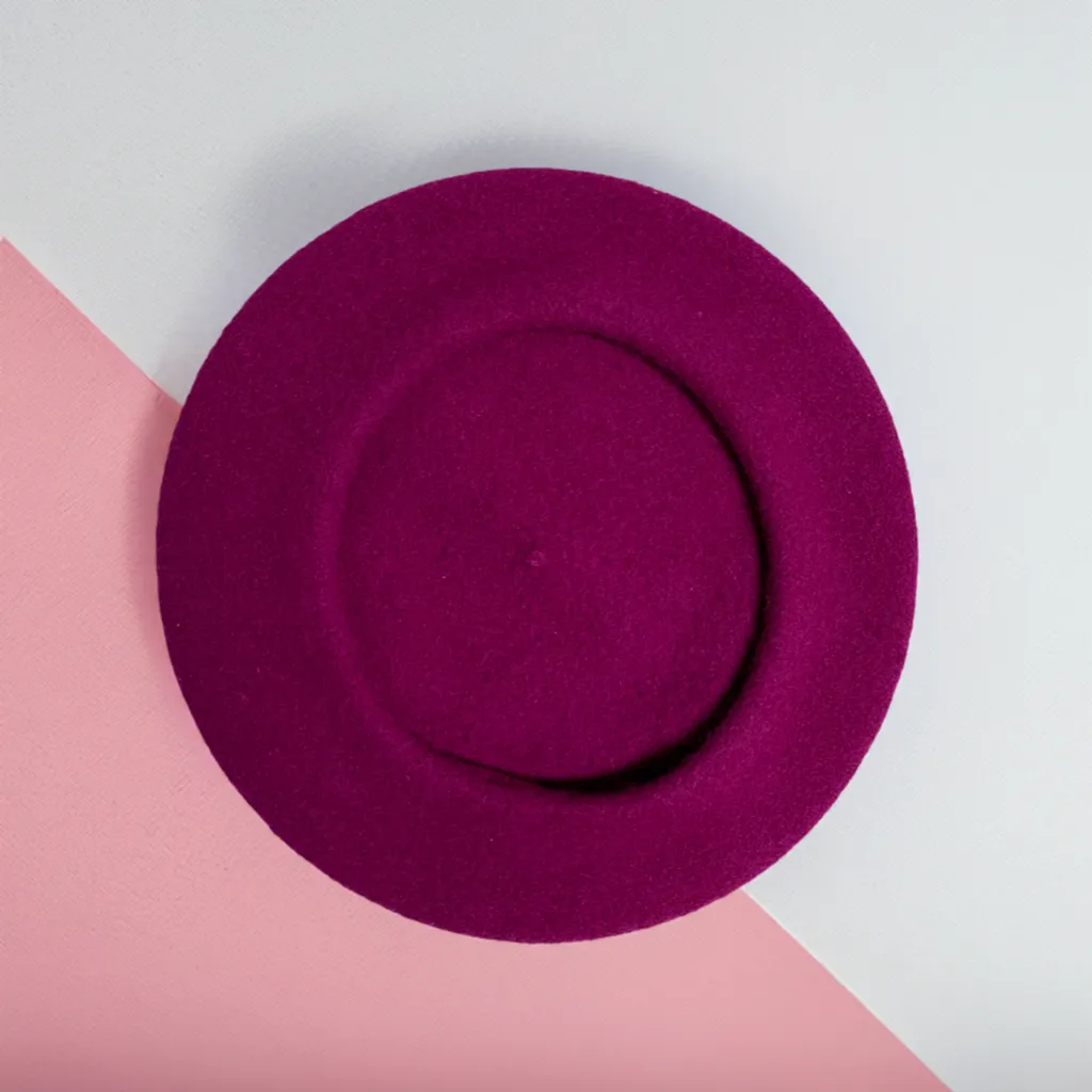 *Raspberry Wool French Beret, NEW! "The kind you find in a Secondhand Store", PARKHURST BERETS, Made In Canada