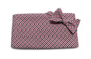 Red & Black Tattersall Check Cummerbund & Bow Tie