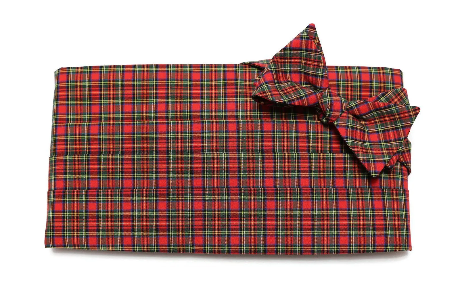 Red & Green Tartan Plaid Cummerbund & Bow Tie