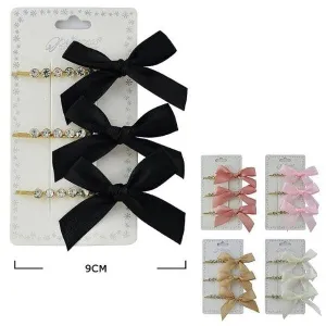 Ribbon With Rhinestone 3PC Hair Pin 10618M (12 units)