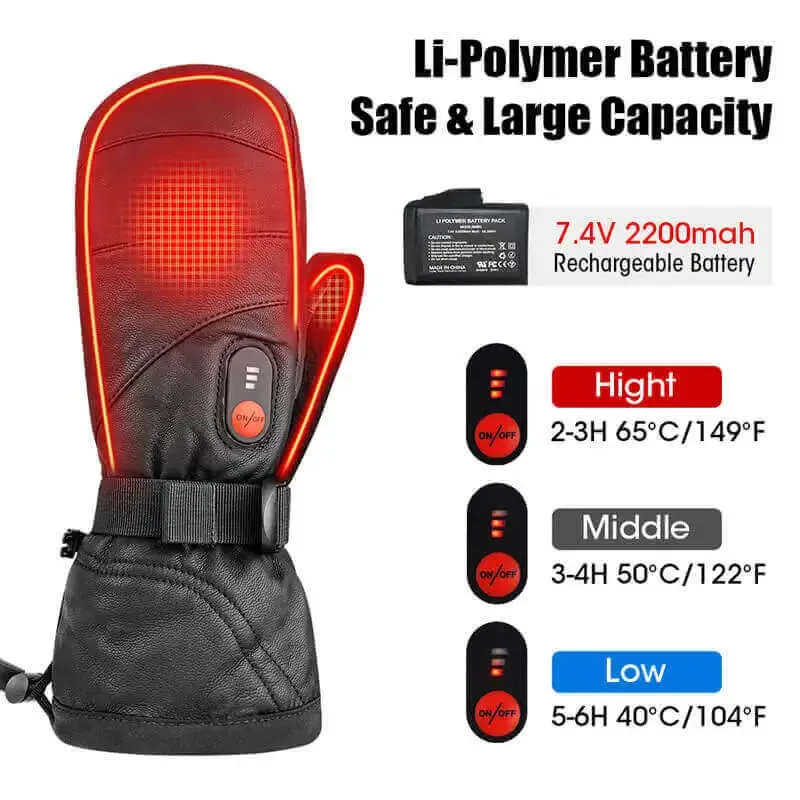 Savior 7.4V Battery Heated  Leather Mittens