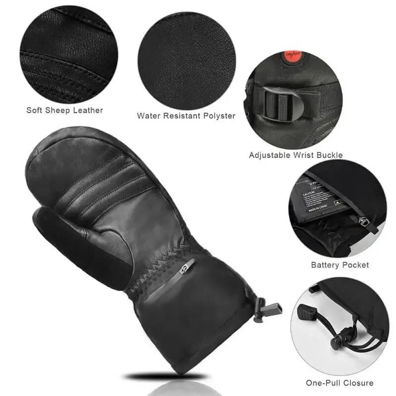 Savior 7.4V Battery Heated  Leather Mittens