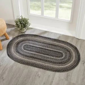 Sawyer Mill Black Oval Braided Rug 27x48" - with Pad